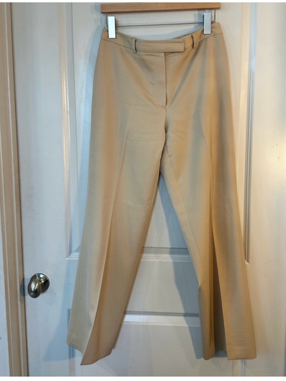 Brooks Brothers Wool Flat Front Tan Quiet Luxury Minimalist Trousers, Size 8P